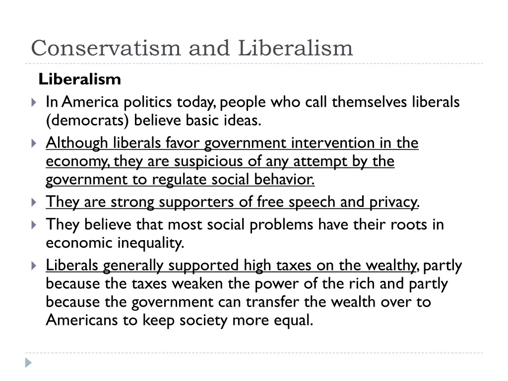 conservatism and liberalism liberalism in america