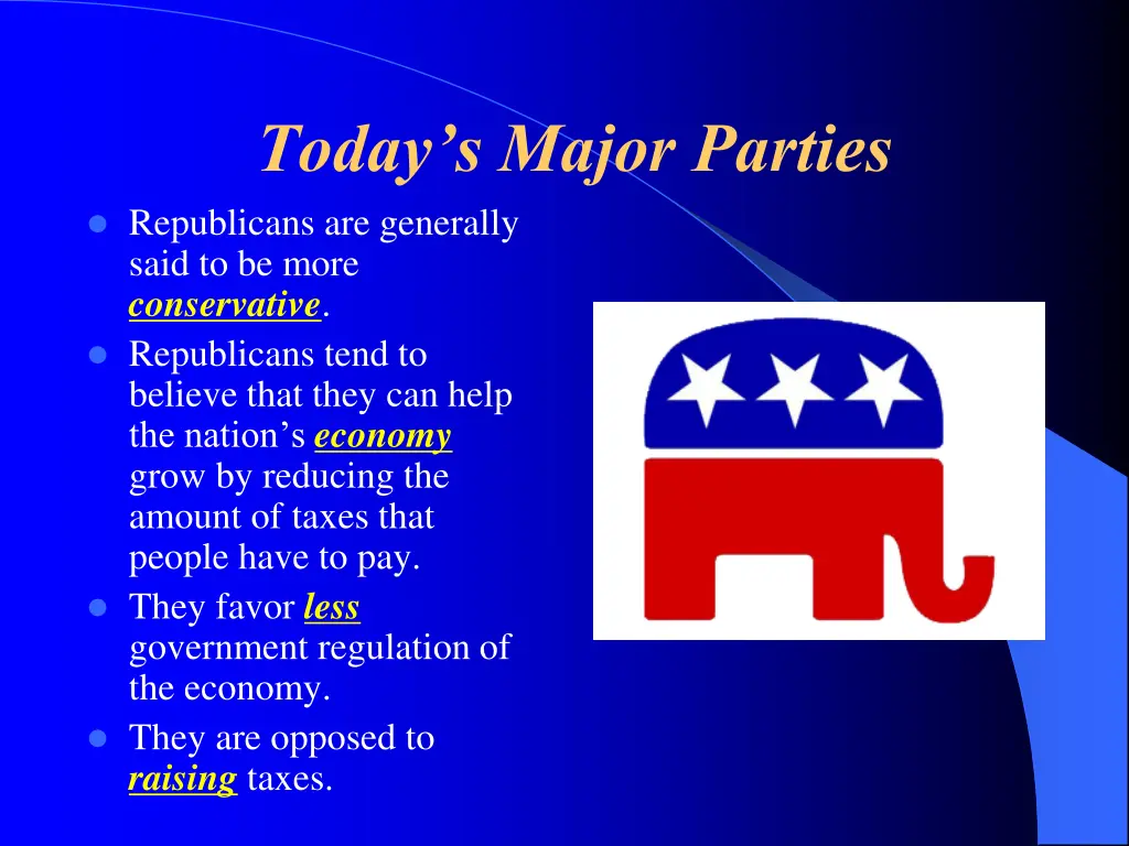 today s major parties republicans are generally