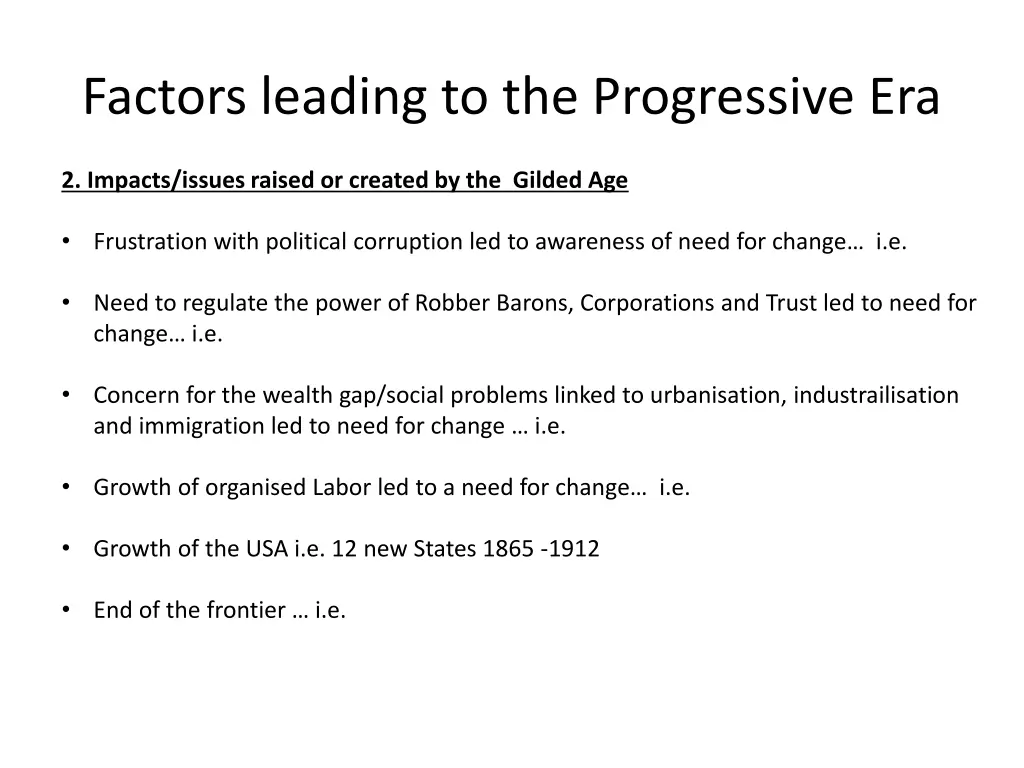 factors leading to the progressive era 1