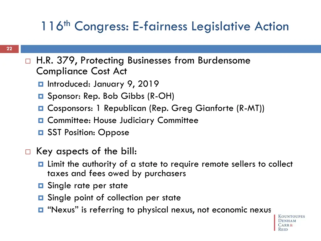 116 th congress e fairness legislative action 1