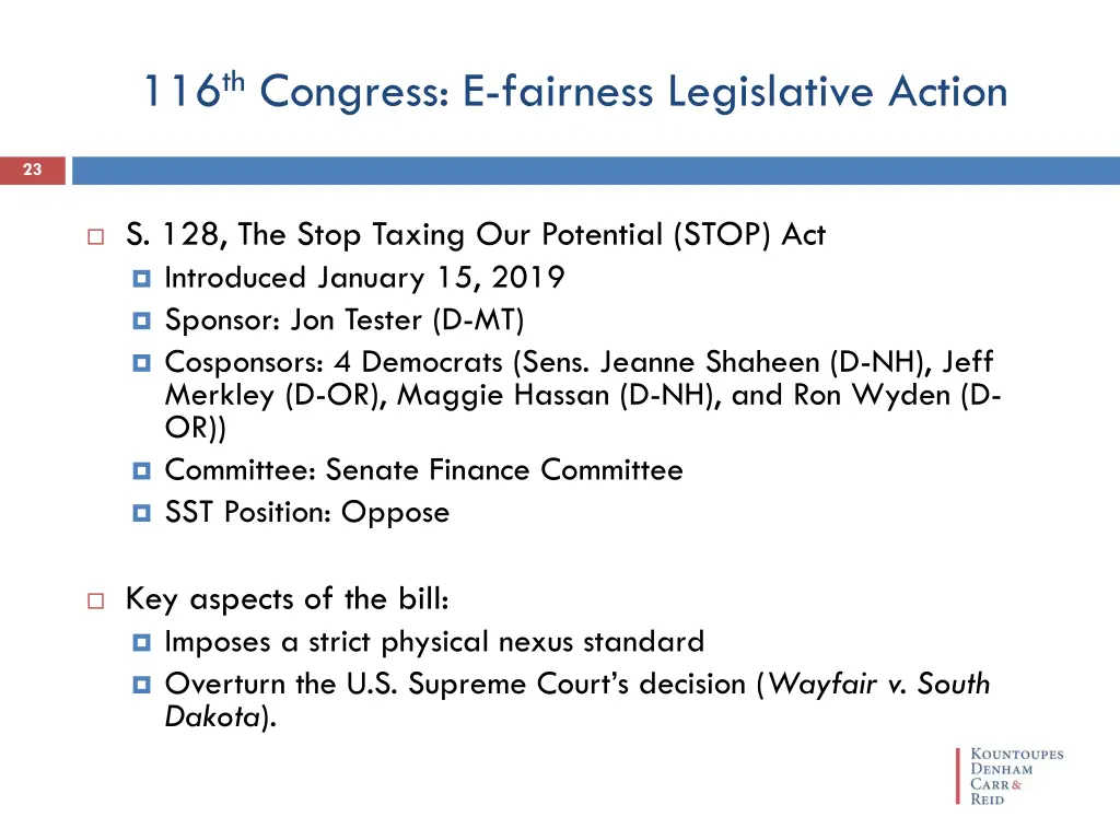 116 th congress e fairness legislative action 2