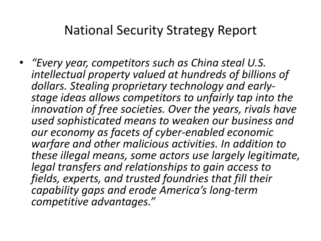 national security strategy report