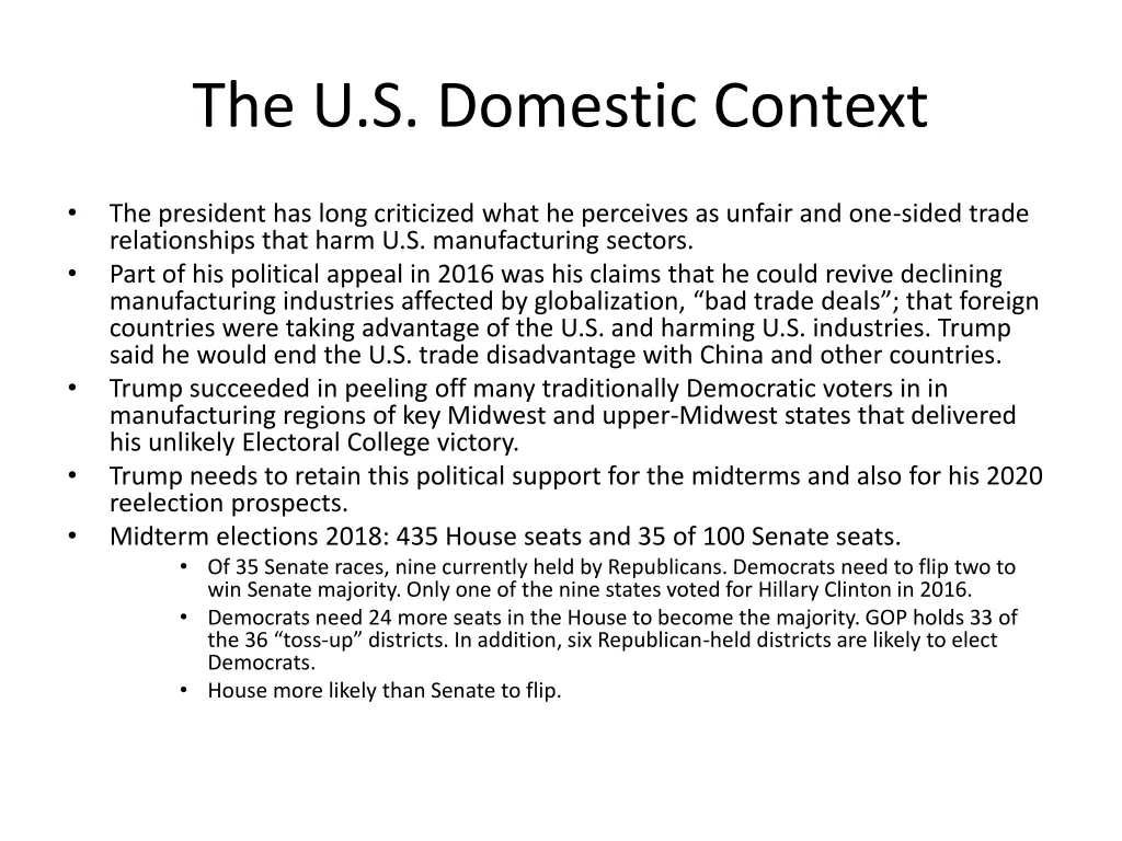 the u s domestic context