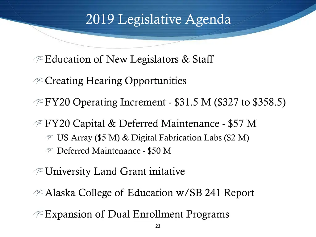 2019 legislative agenda