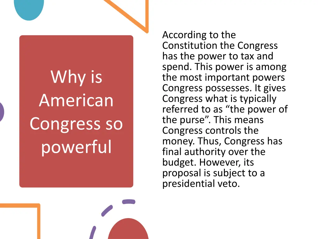 according to the constitution the congress