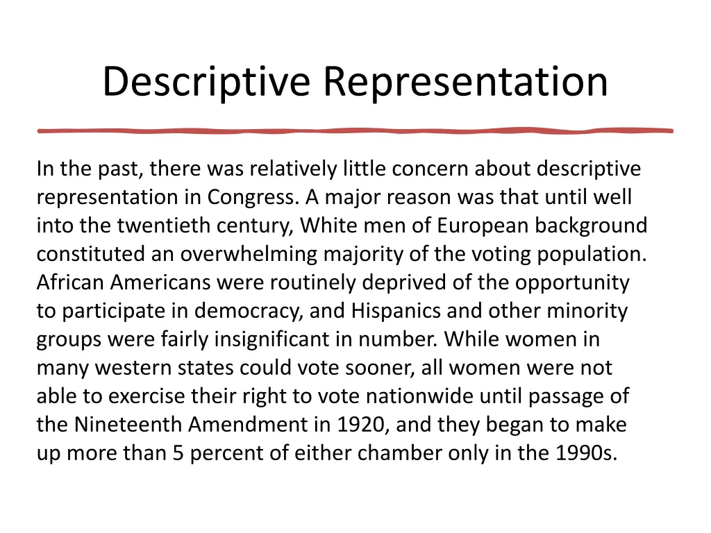 descriptive representation