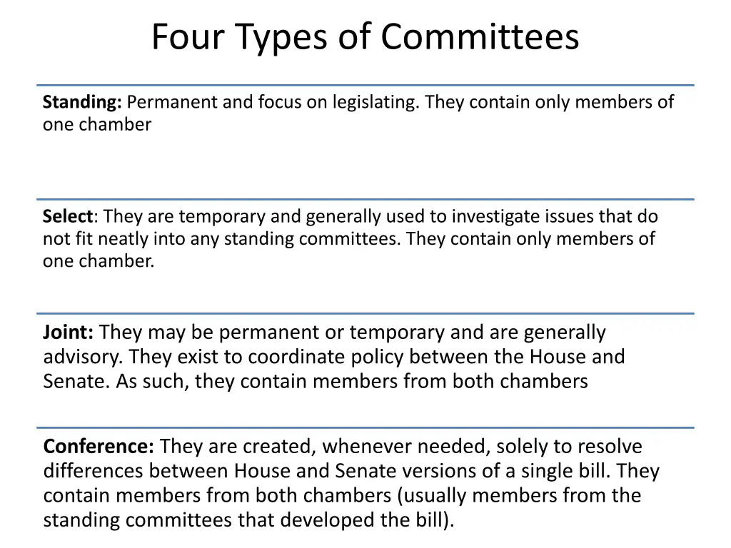 four types of committees