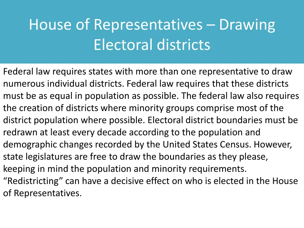 house of representatives drawing electoral