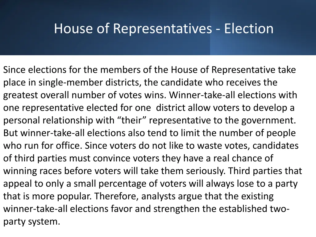 house of representatives election