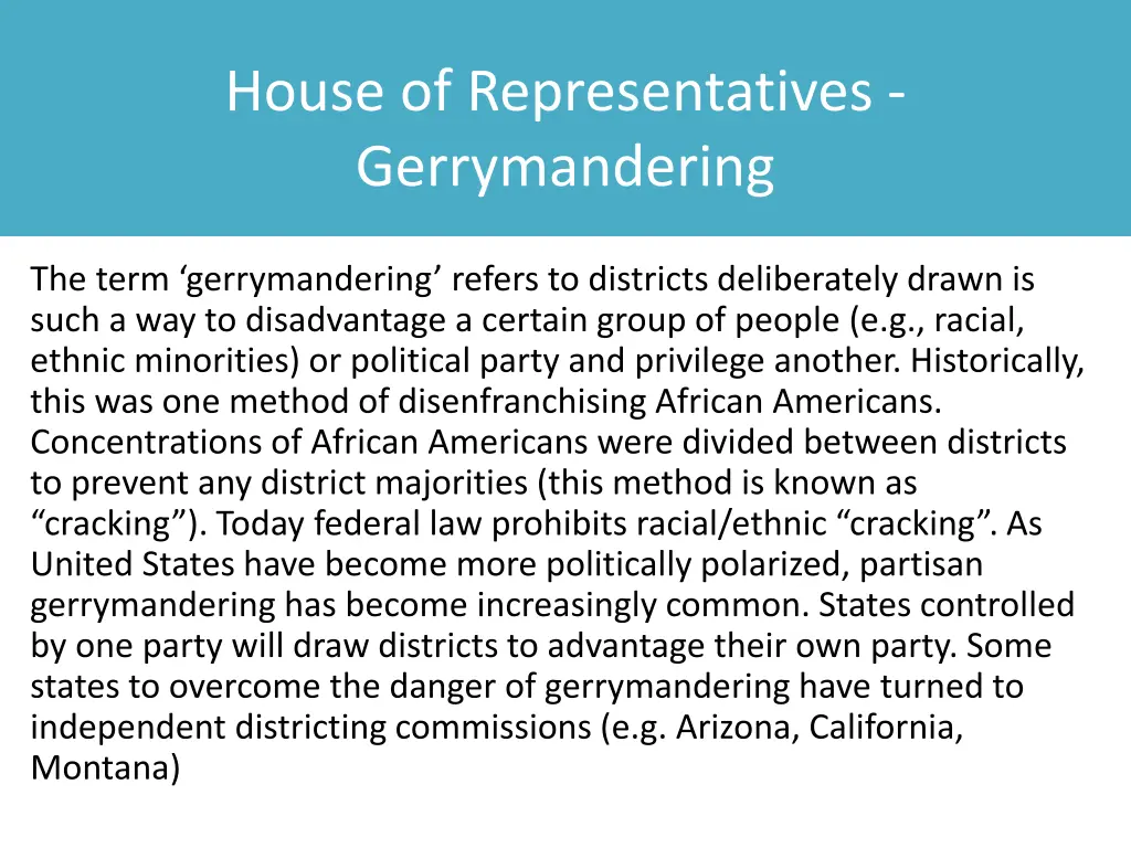 house of representatives gerrymandering