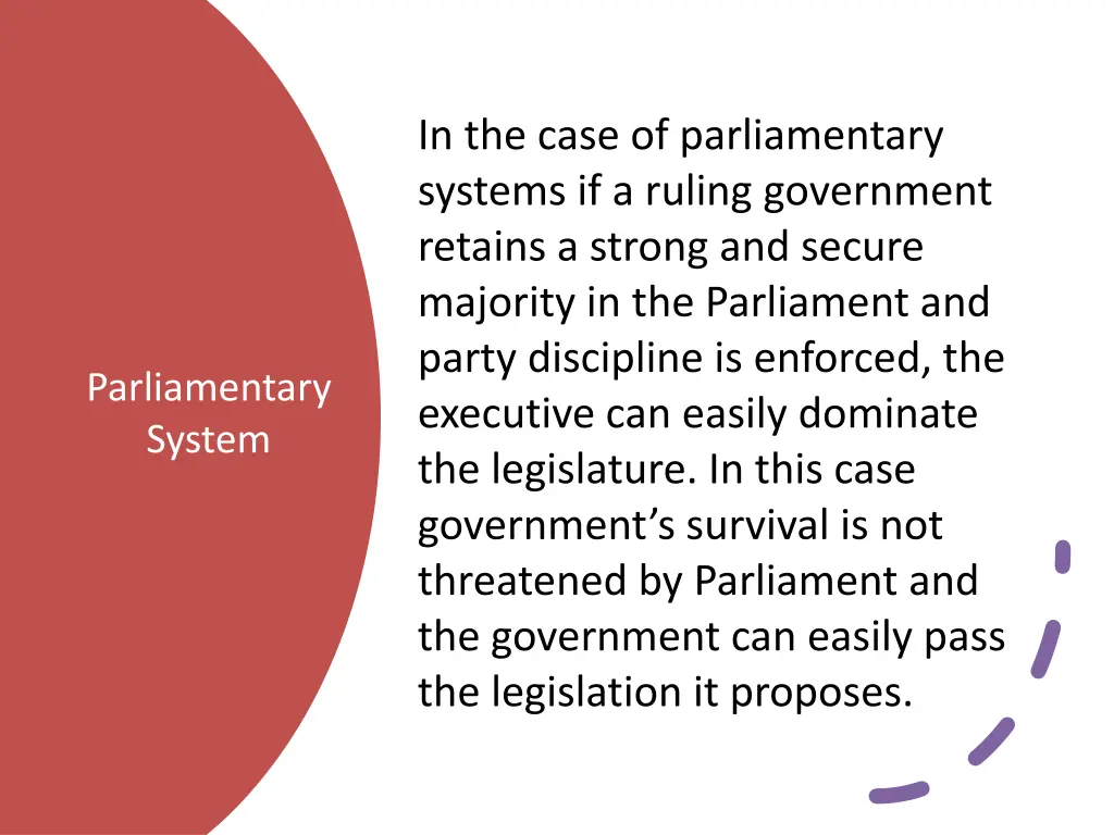 in the case of parliamentary systems if a ruling