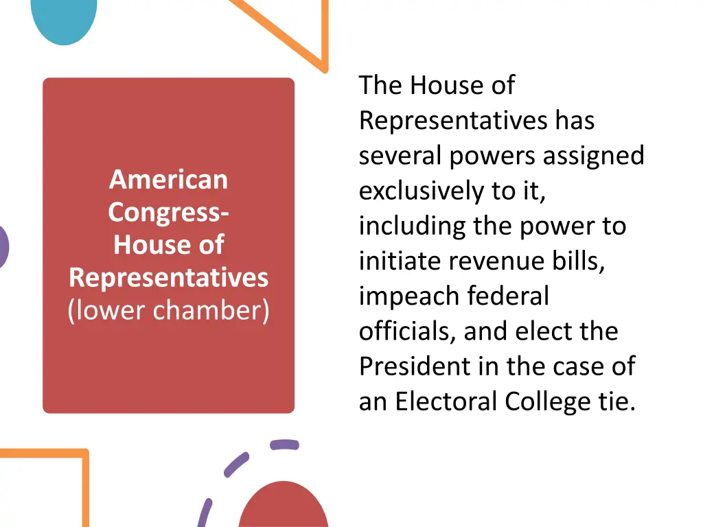 the house of representatives has several powers