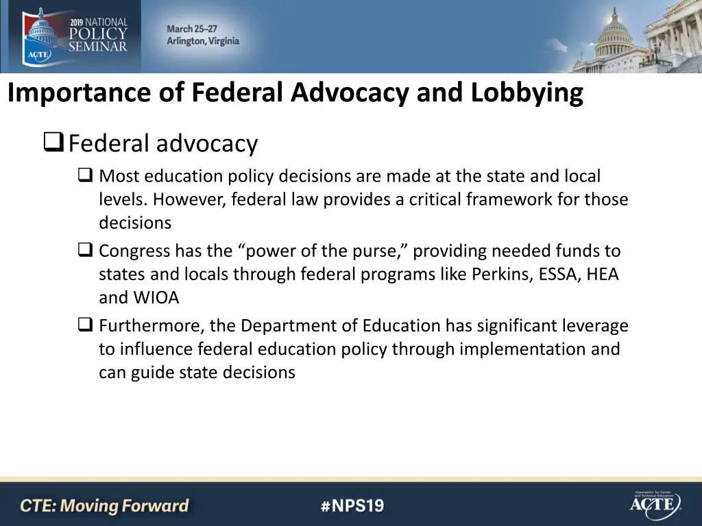 importance of federal advocacy and lobbying