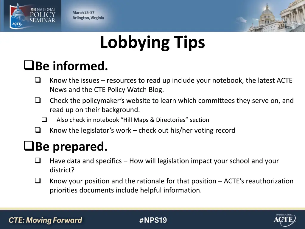 lobbying tips