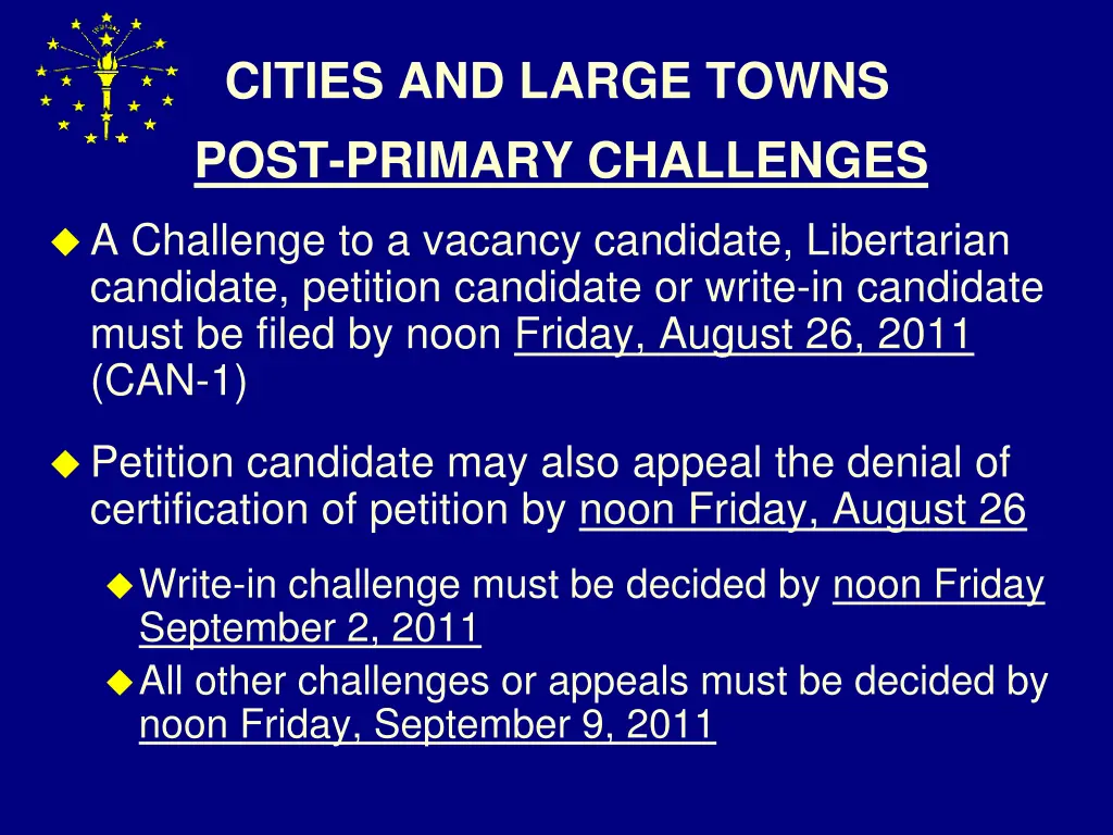 cities and large towns post primary challenges