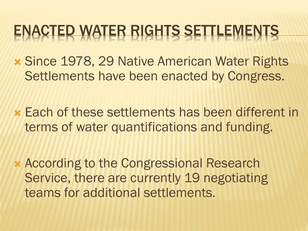 enacted water rights settlements