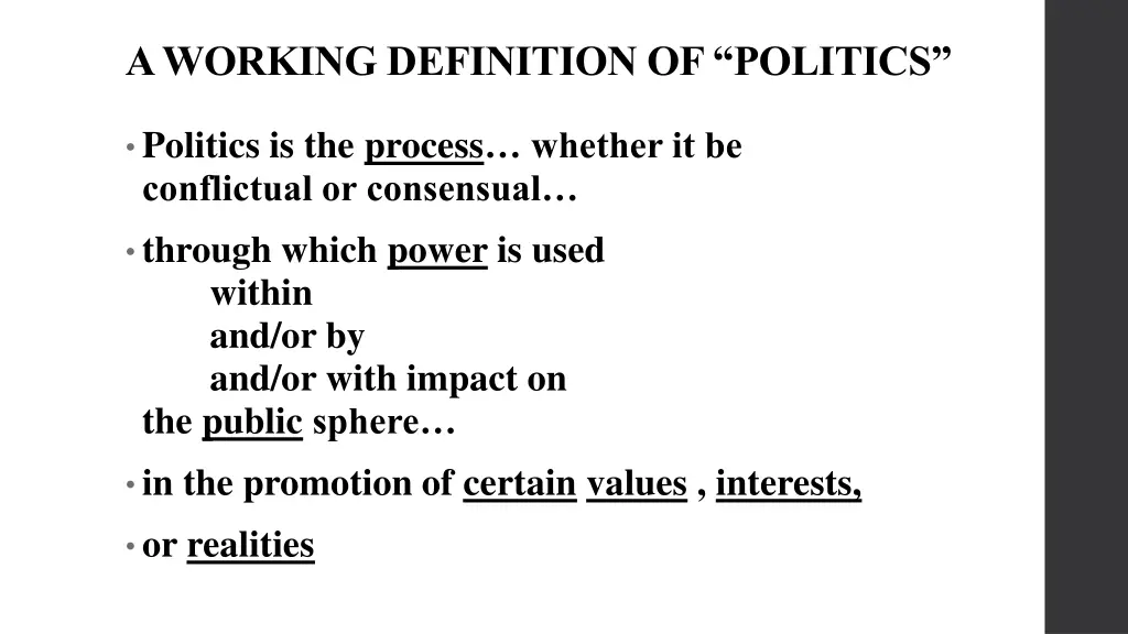 a working definition of politics