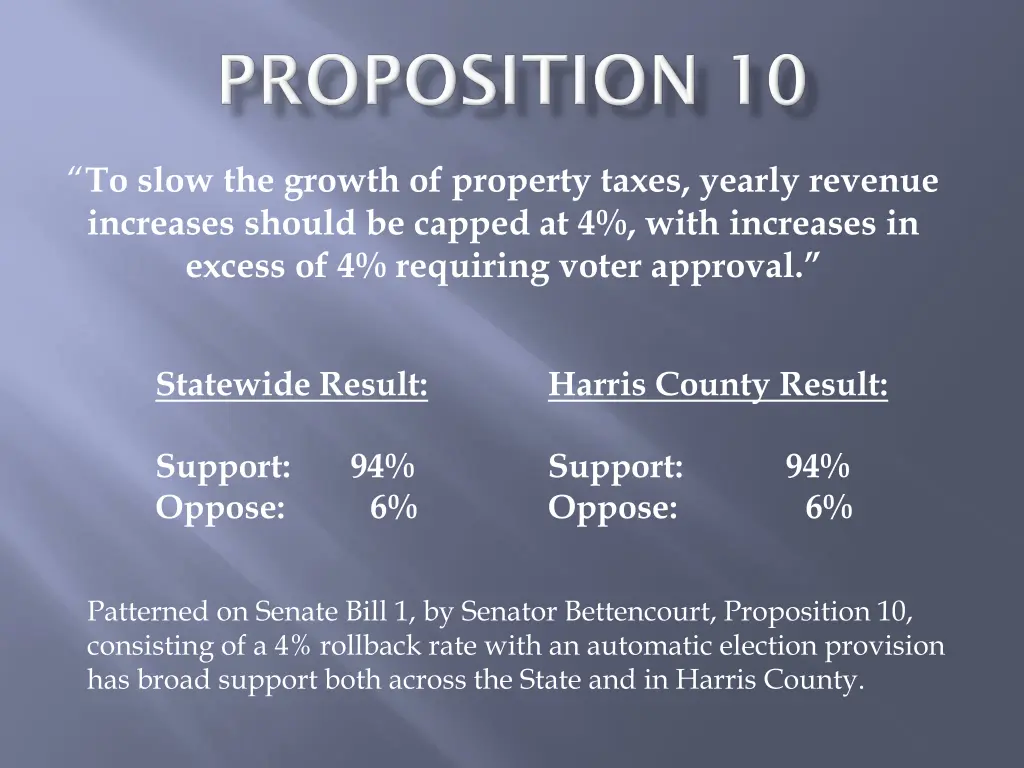 to slow the growth of property taxes yearly