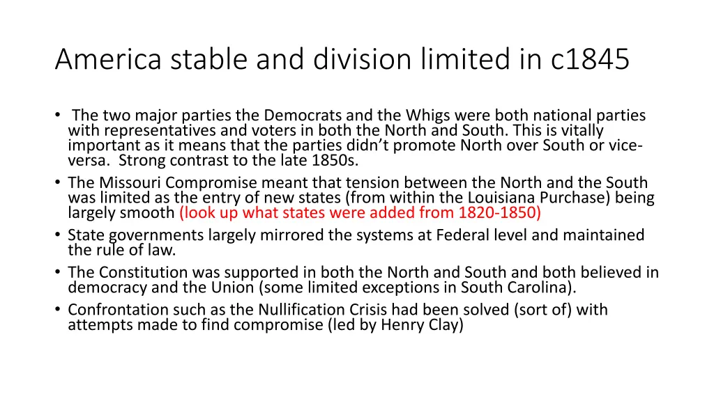 america stable and division limited in c1845