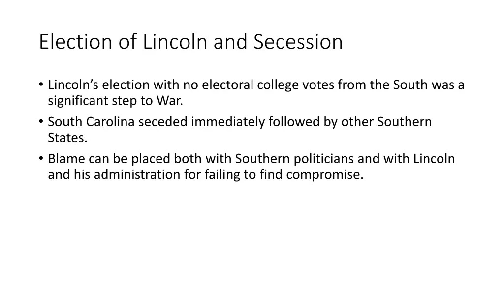 election of lincoln and secession