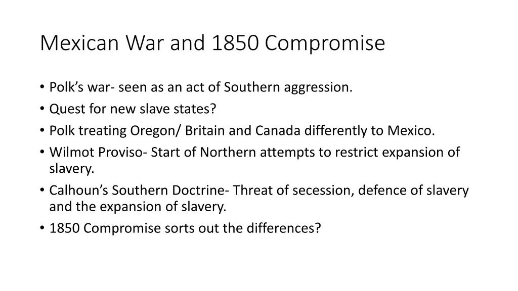 mexican war and 1850 compromise