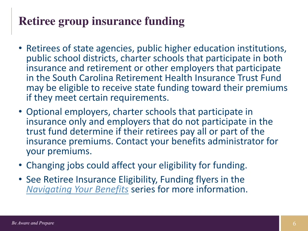 retiree group insurance funding