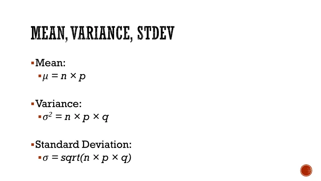 mean variance stdev