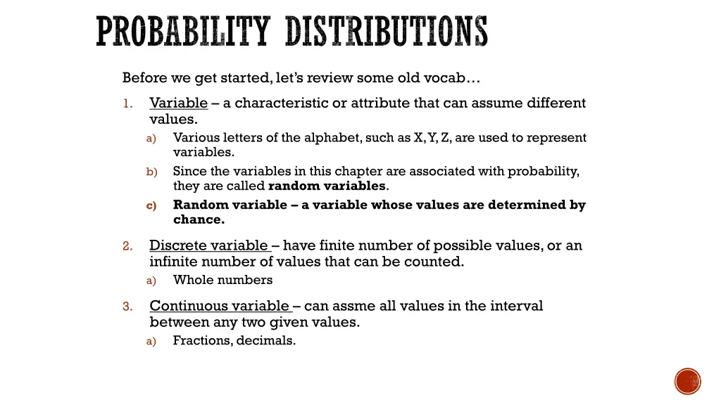 probability distributions