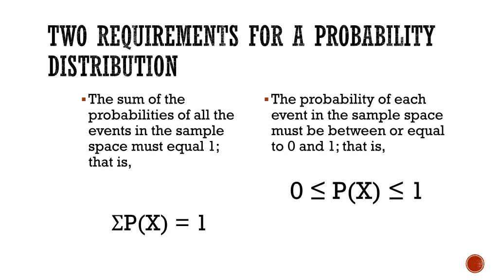 two requirements for a probability distribution