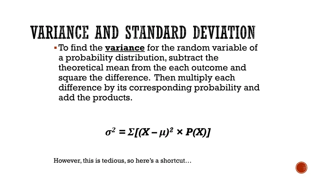 variance and standard deviation to find