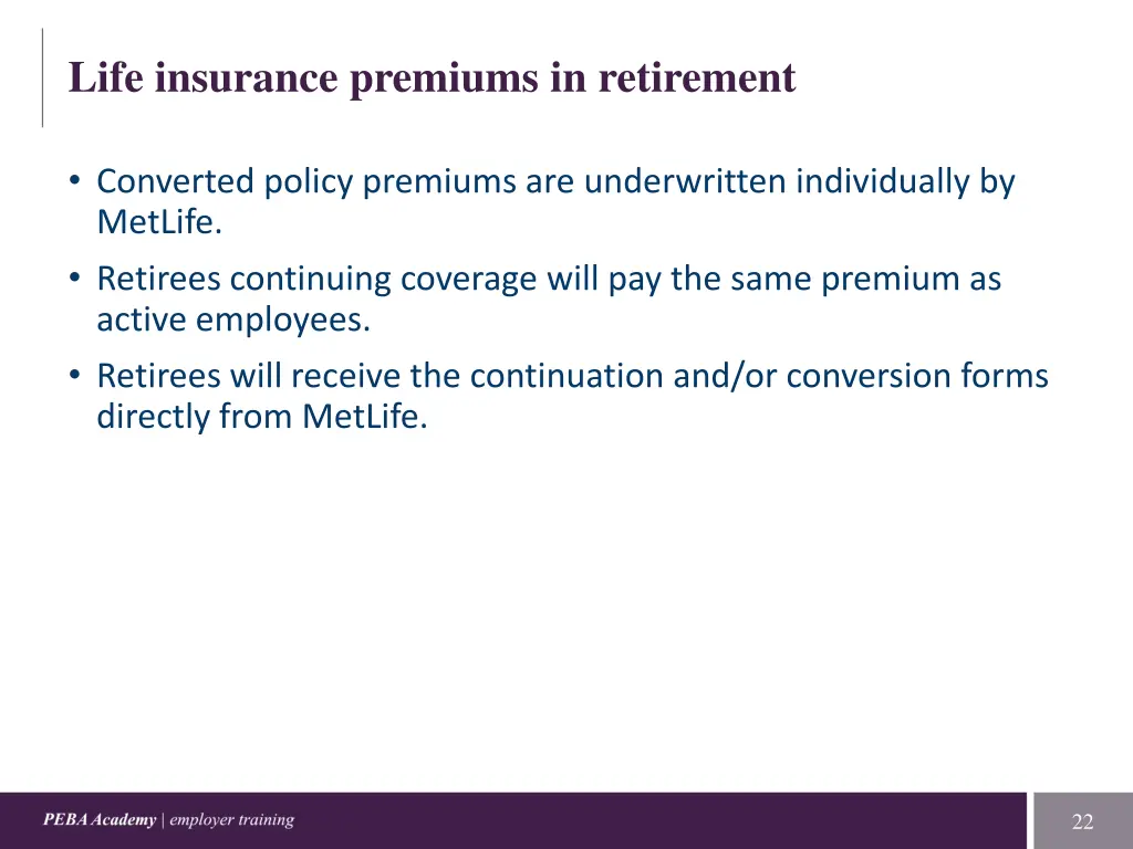 life insurance premiums in retirement