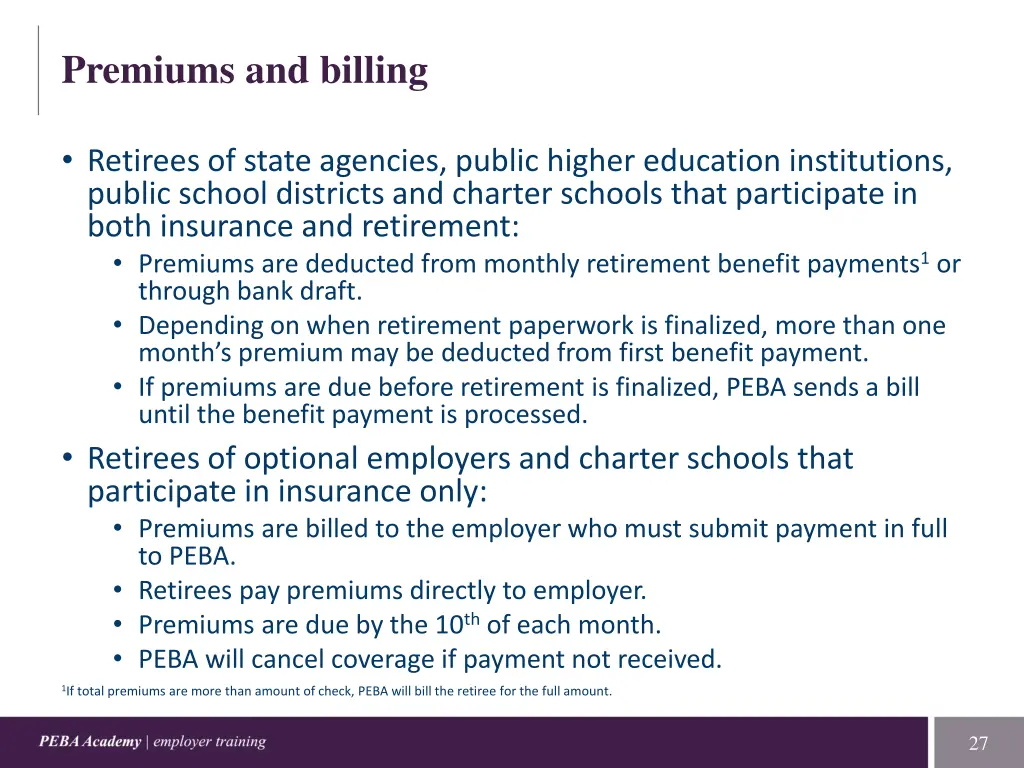 premiums and billing