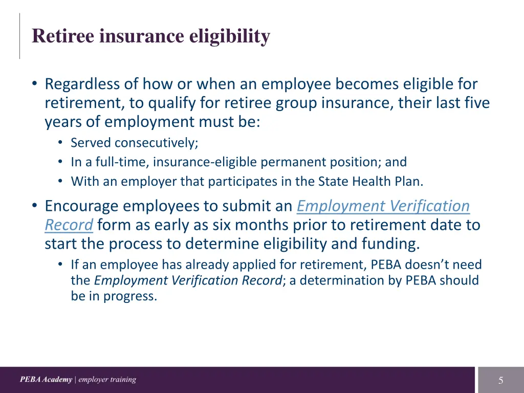 retiree insurance eligibility 1