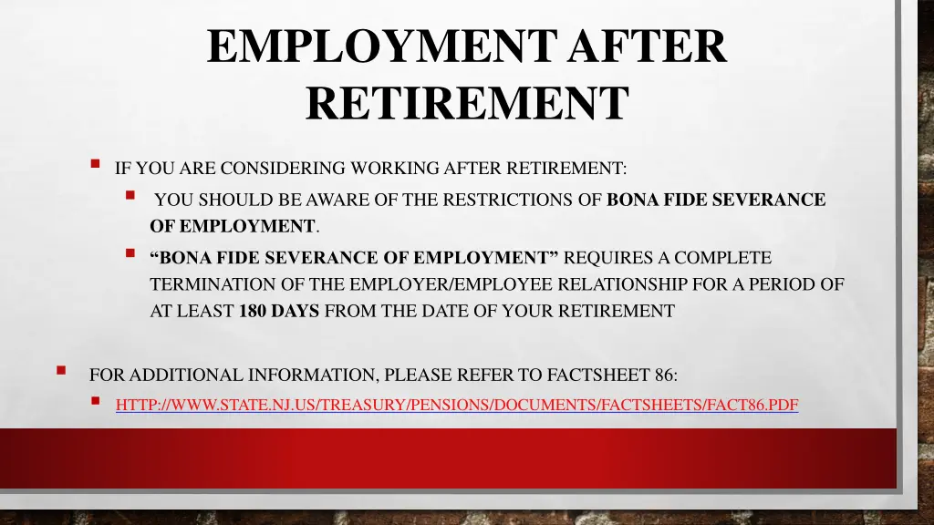 employment after retirement