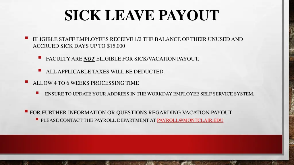 sick leave payout