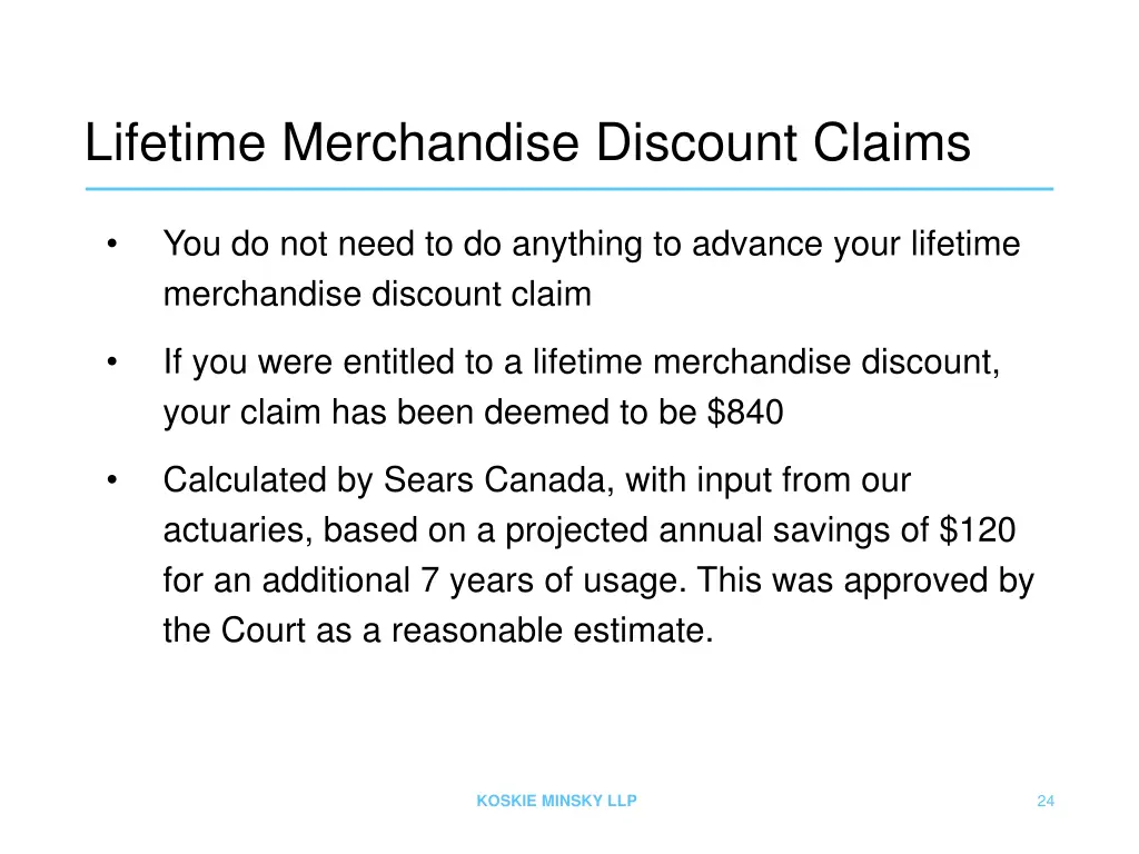 lifetime merchandise discount claims