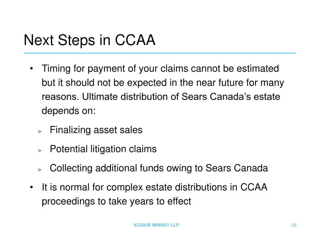 next steps in ccaa