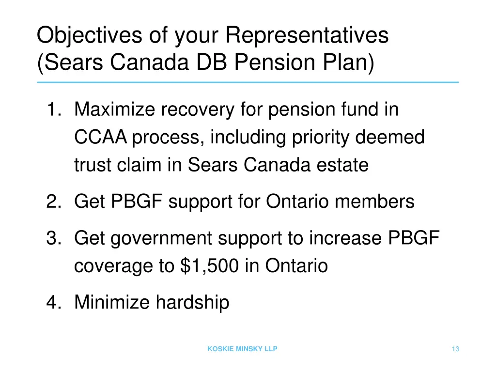 objectives of your representatives sears canada