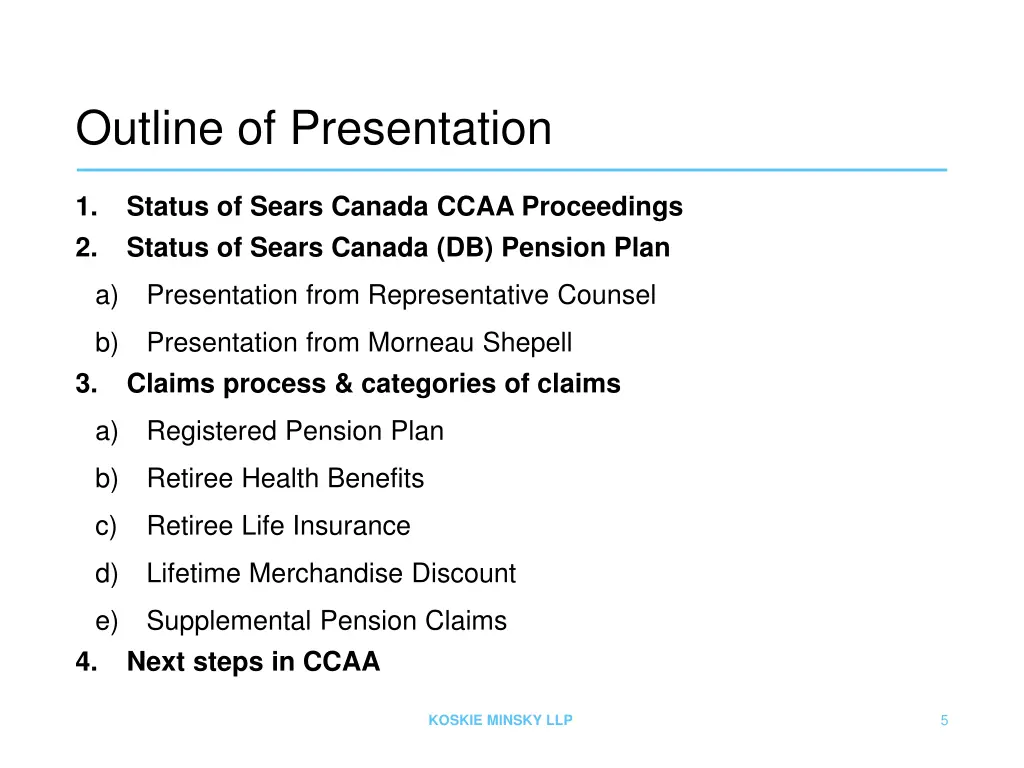 outline of presentation