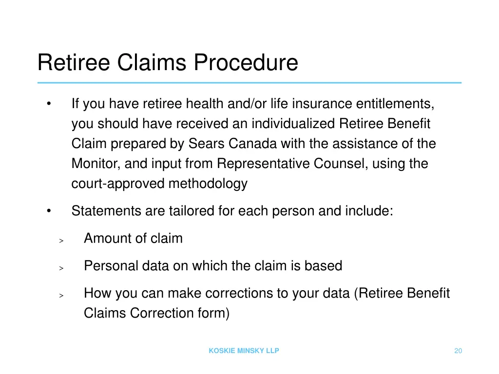 retiree claims procedure 1