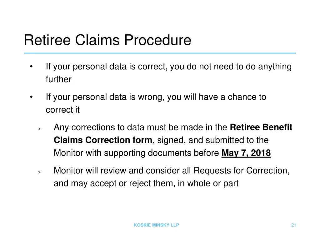 retiree claims procedure 2