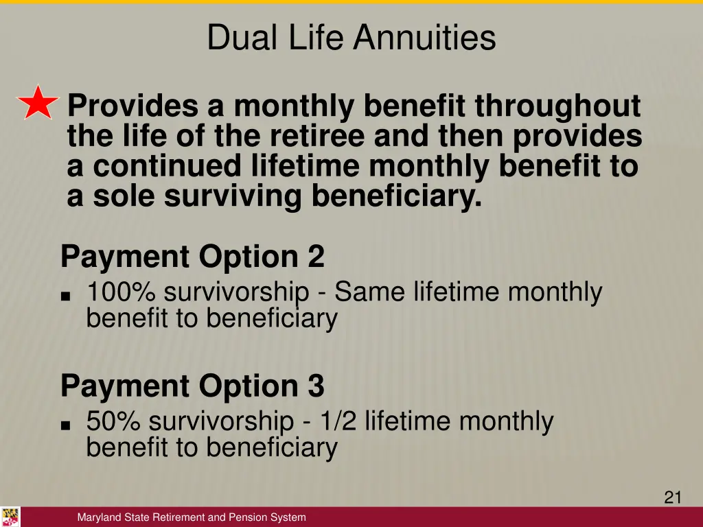 dual life annuities