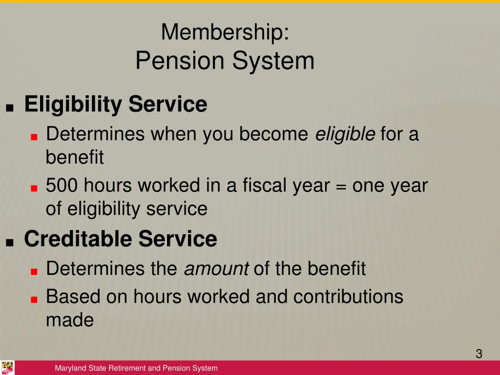 membership pension system