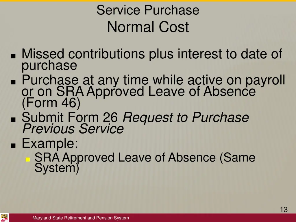 service purchase normal cost