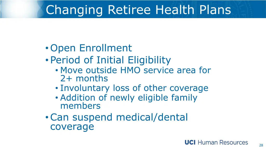 changing retiree health plans