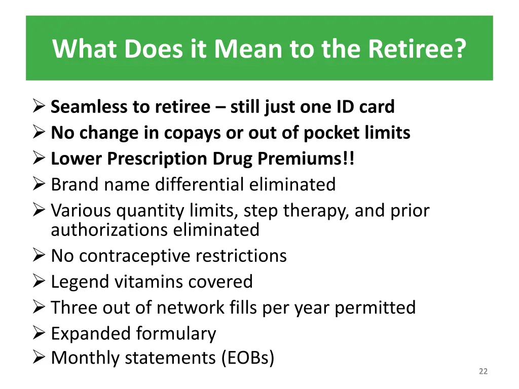 what does it mean to the retiree