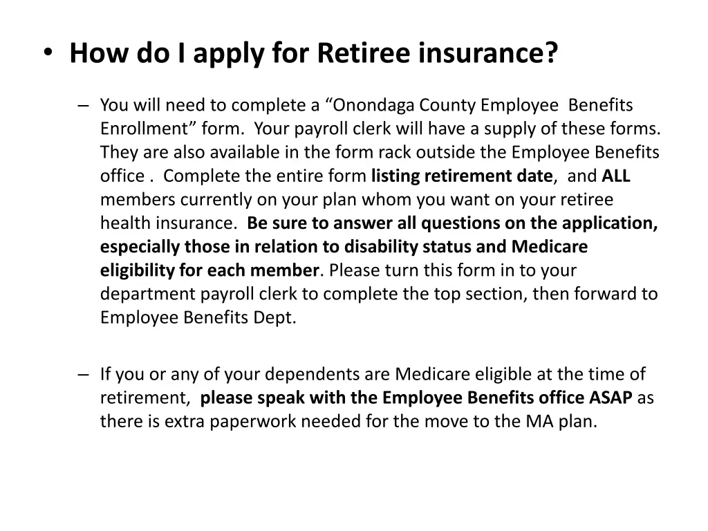 how do i apply for retiree insurance