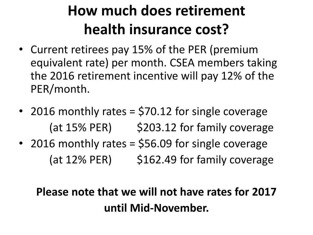 how much does retirement health insurance cost