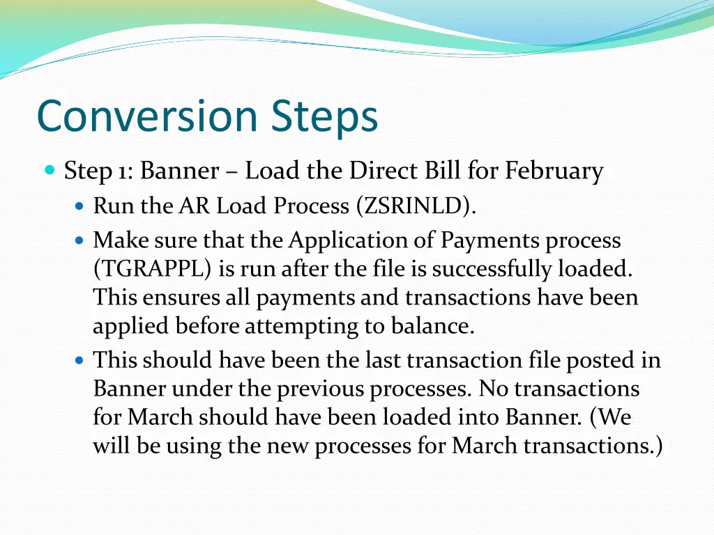 conversion steps