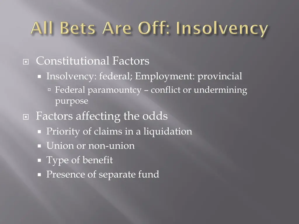 constitutional factors insolvency federal